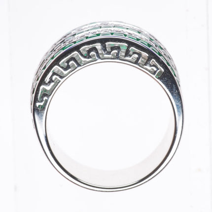 sz6.5 18k white gold Samuel Behnam Columbian Baguette cut Emerald- Diamond ring