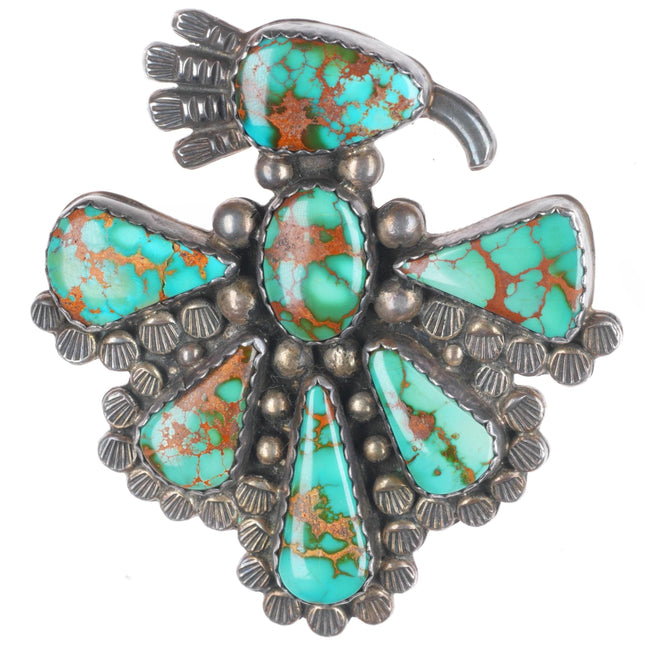 1.5" DS Navajo Royston webbed turquoise sterling silver thunderbird belt buckle