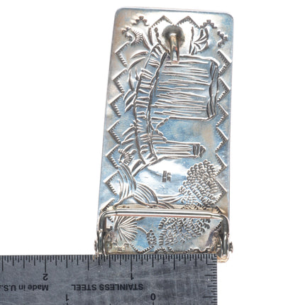 1.25" Lloyd Becenti Navajo Horses sterling silver belt buckle with turquoise