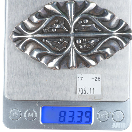 1.5" Allen Pooyouma Hopi sterling silver modernist vintage belt buckle