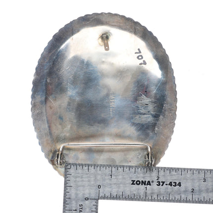 1.5" Gary Reeves Navajo sterling silver carved turquoise nugget belt buckle