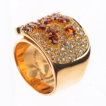 sz7 Guild 14k yellow gold Cognac Citrine and Diamond ring