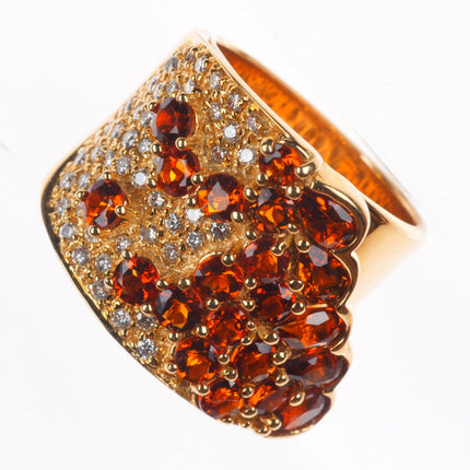 sz7 Guild 14k yellow gold Cognac Citrine and Diamond ring