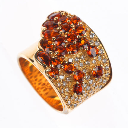 sz7 Guild 14k yellow gold Cognac Citrine and Diamond ring
