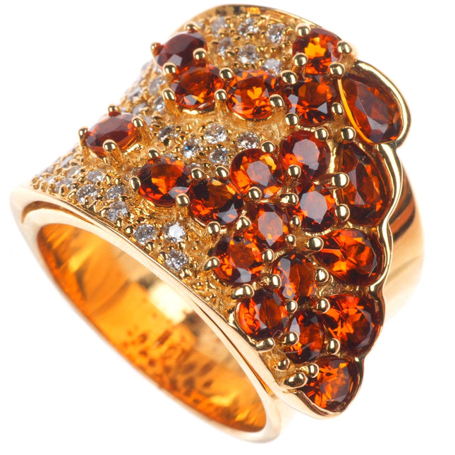 sz7 Guild 14k yellow gold Cognac Citrine and Diamond ring