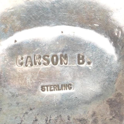 1.5" vintage Carson Blackgoat Navajo sterling silver belt buckle with turquoise