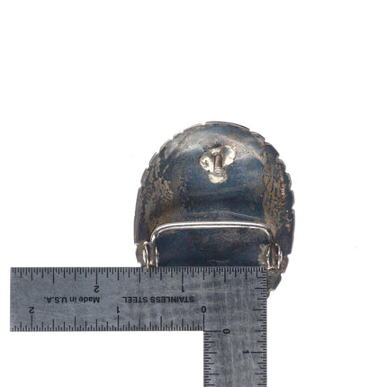 1.25" vintage Navajo sterling silver turquoise cluster belt buckle