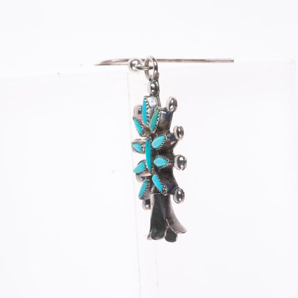 Vintage Zuni Sterling Silver Needlepoint Turquoise Squash Blossom Earrings