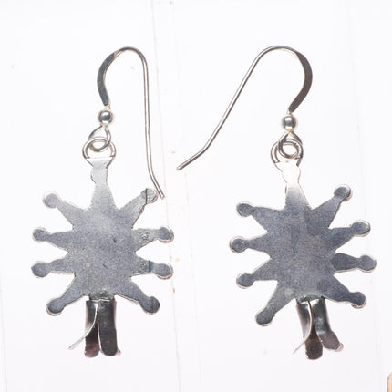 Vintage Zuni Sterling Silver Needlepoint Turquoise Squash Blossom Earrings