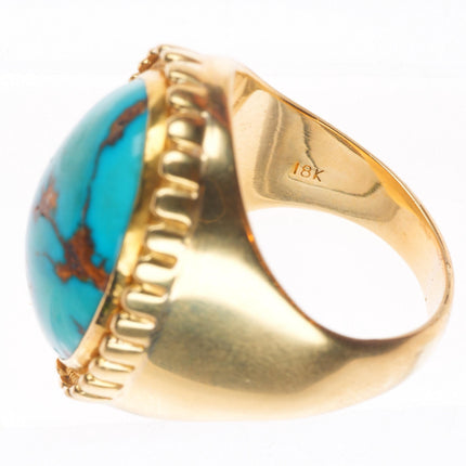 sz11 18k gold vintage southwestern men's ring with nice turquoise size 11