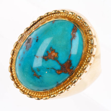 sz11 18k gold vintage southwestern men's ring with nice turquoise size 11