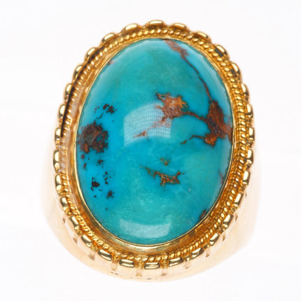 sz11 18k gold vintage southwestern men's ring with nice turquoise size 11