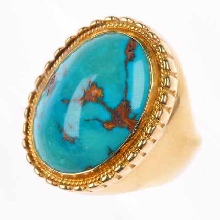 sz11 18k gold vintage southwestern men's ring with nice turquoise size 11
