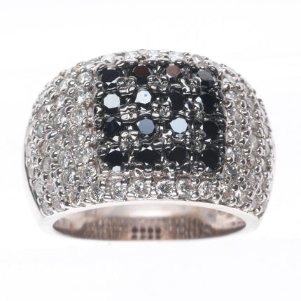 sz5.5 14K White Gold 2.4cttw black and white Diamond cocktail ring