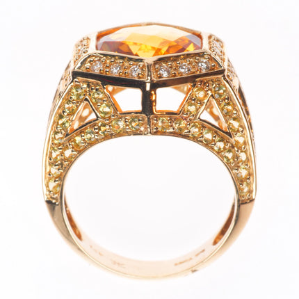 sz5.5 Levian 14k yellow gold Citrine, Sapphire & Diamond Hexagonal Cocktail Ring
