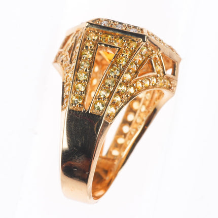 sz5.5 Levian 14k yellow gold Citrine, Sapphire & Diamond Hexagonal Cocktail Ring