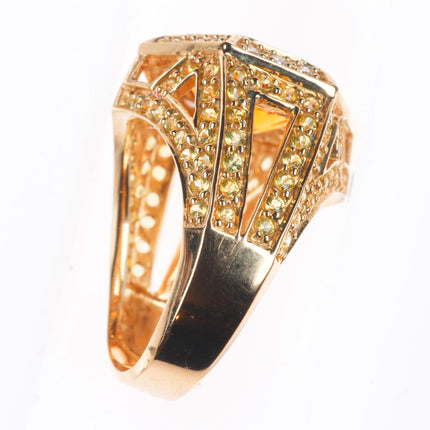 sz5.5 Levian 14k yellow gold Citrine, Sapphire & Diamond Hexagonal Cocktail Ring