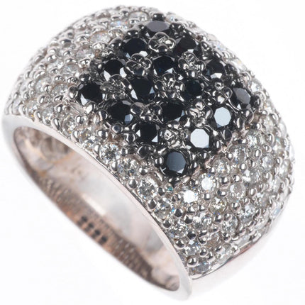 sz5.5 14K White Gold 2.4cttw black and white Diamond cocktail ring
