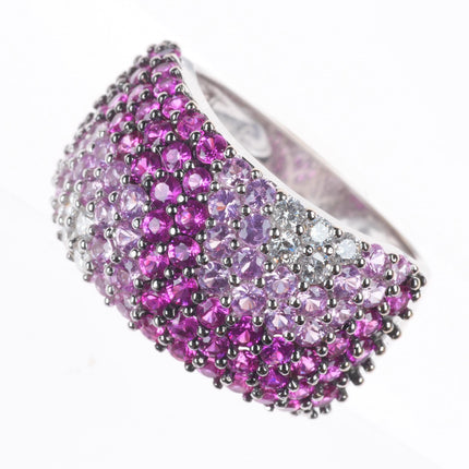 sz6.25 Andy Gotz Ruby, Diamond, pink Sapphire pave set domed band ring