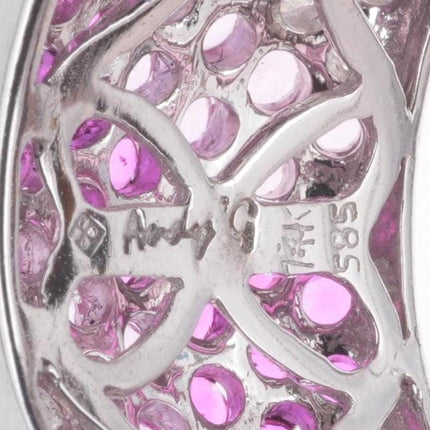 sz6.25 Andy Gotz Ruby, Diamond, pink Sapphire pave set domed band ring