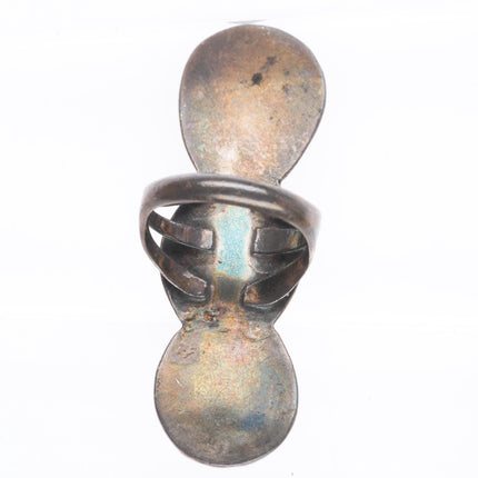 sz6 Long vintage Navajo sterling silver 3 stone turquoise size 6 ring