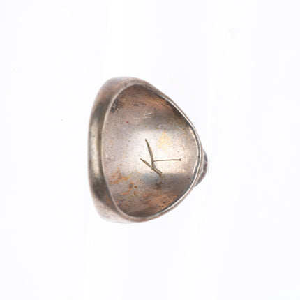 sz10.5 Vintage K Zuni carved turquoise sterling silver  size 10.5 ring