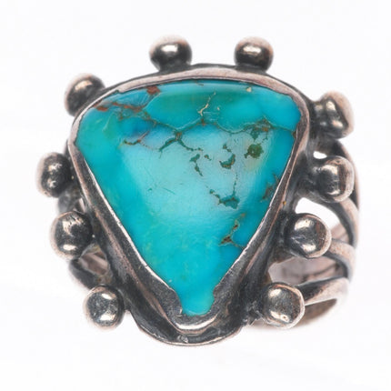 sz7 Antique Navajo ingot silver ring with turquoise size 7