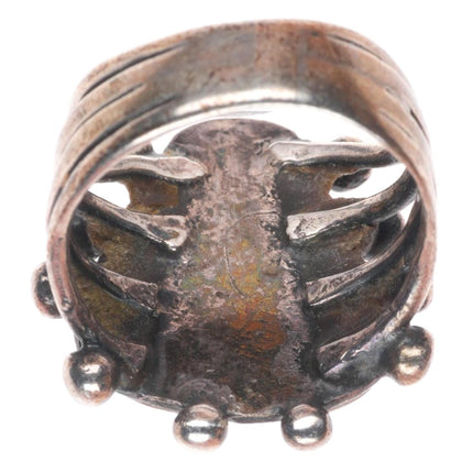 sz7 Antique Navajo ingot silver ring with turquoise size 7