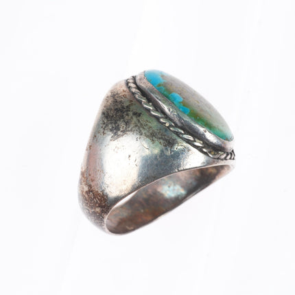sz11 vintage Navajo sterling silver green/blue turquoise size 11 men's ring