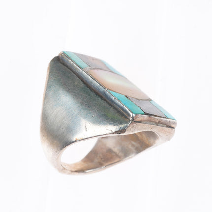 sz11 vintage Navajo sterling silver turquoise/shell size 11 men's ring