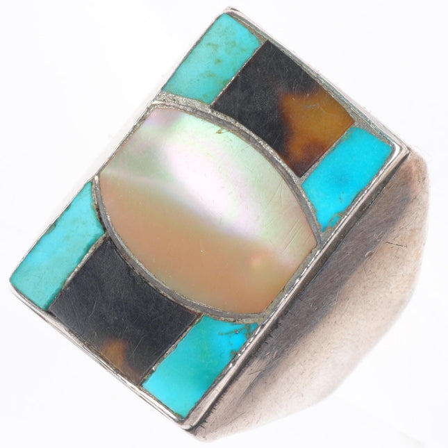 sz11 vintage Navajo sterling silver turquoise/shell size 11 men's ring
