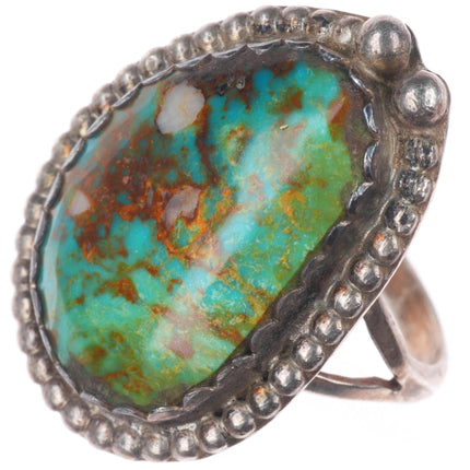 sz9 vintage Navajo sterling silver ring with high grade turquoise size 9