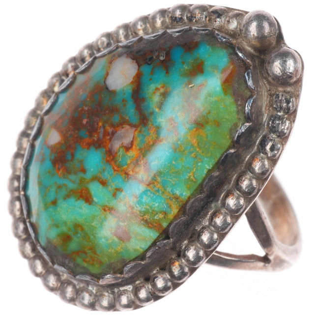 sz9 vintage Navajo sterling silver ring with high grade turquoise size 9