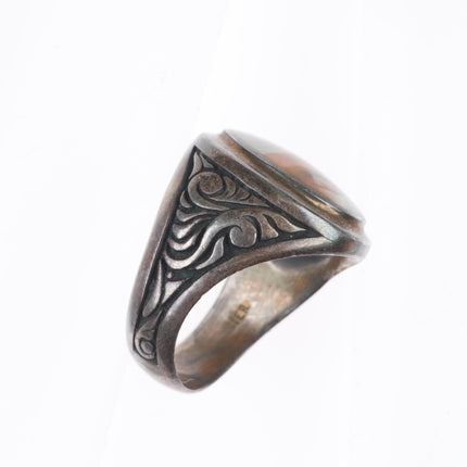 sz10.5 vintage southwestern sterling silver picture jasper size 10.5 ring