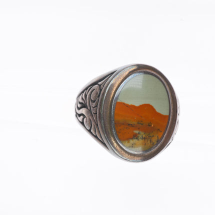 sz10.5 vintage southwestern sterling silver picture jasper size 10.5 ring
