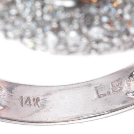 sz5.25  14k white gold, Diamond, Sapphire,  Tahitian pearl cocktail ring