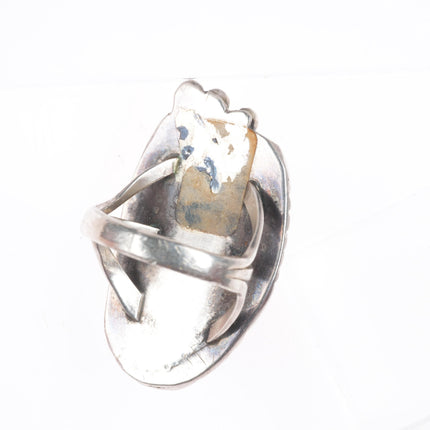sz7 vintage Navajo sterling silver stamped bezel turquoise size 7 ring