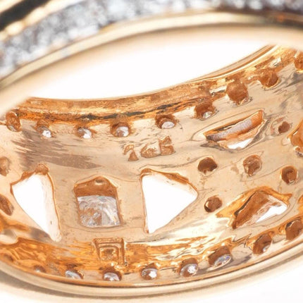 sz6.25 14k yellow gold, Diamond X pattern reticulated band ring
