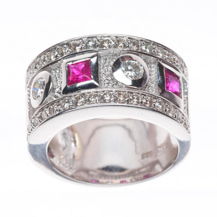 sz5.25 14k white gold, Samuel Behnam Diamond and Ruby band ring