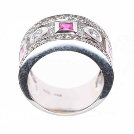 sz5.25 14k white gold, Samuel Behnam Diamond and Ruby band ring