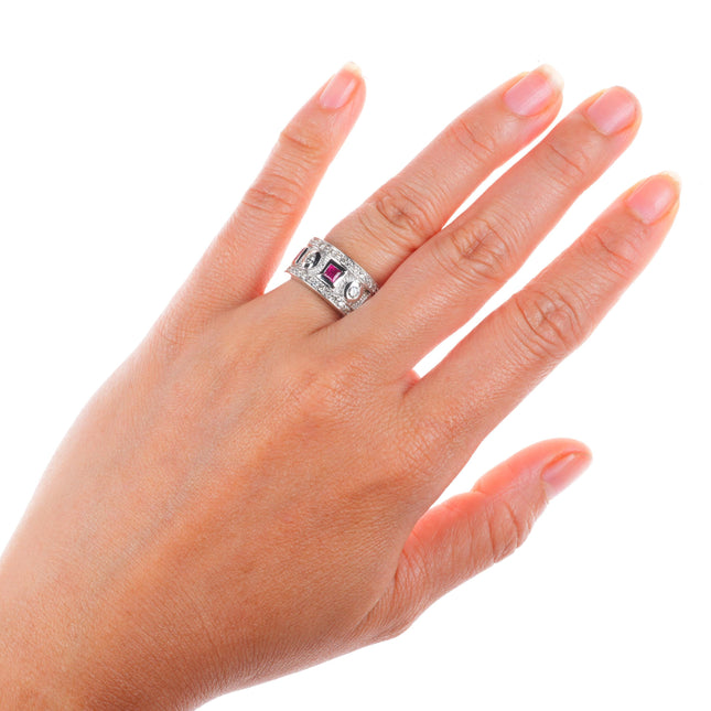 sz5.25 14k white gold, Samuel Behnam Diamond and Ruby band ring