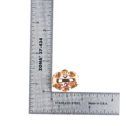 sz5.5 14k yellow gold, Diamond, Amethyst naturalistic leaves cocktail ring