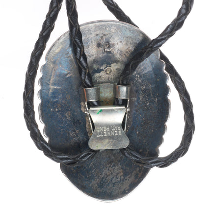 Robert and Bernice Leekya 14k yellow gold sterling silver turquoise bolo tie