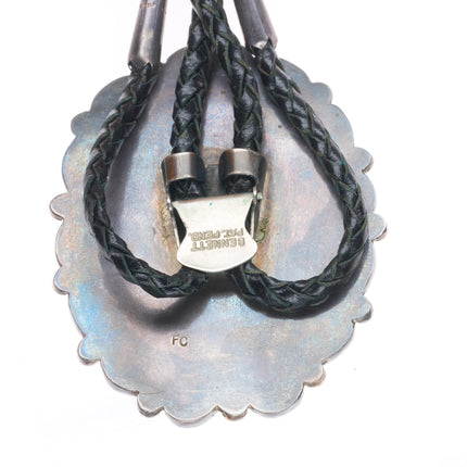 Large Navajo Sterling silver 3D Horse bust high grade Pyrite turquoise bolo tie