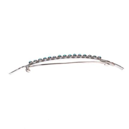 Navajo or Zuni 30's-40's Sterling silver snake eye turquoise hair pin/barrette
