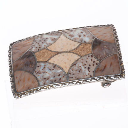 1.5" vintage southwestern Sterling silver shell inlaid belt buckle