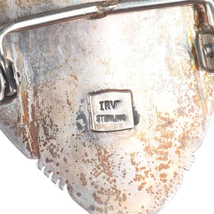 1.25" vintage Irv Monte Navajo Azurite/Chrysocolla sterling silver belt buckle