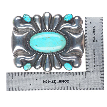 1950's Huge vintage Navajo sterling silver turquoise ketoh style pin/brooch