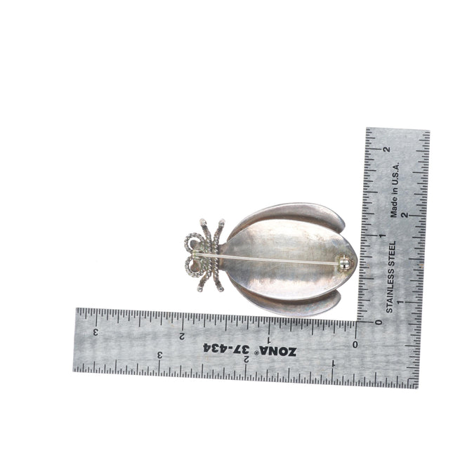 c1940's Vintage Navajo sterling silver turquoise Ladybug Bug Pin/brooch