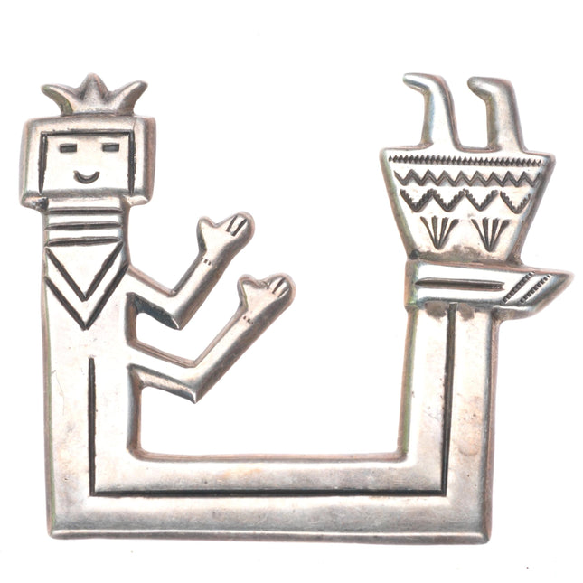 Vintage Felix Joe Navajo sterling silver Yei pin/brooch